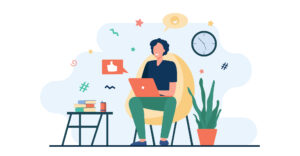 happy-freelancer-with-computer by . 